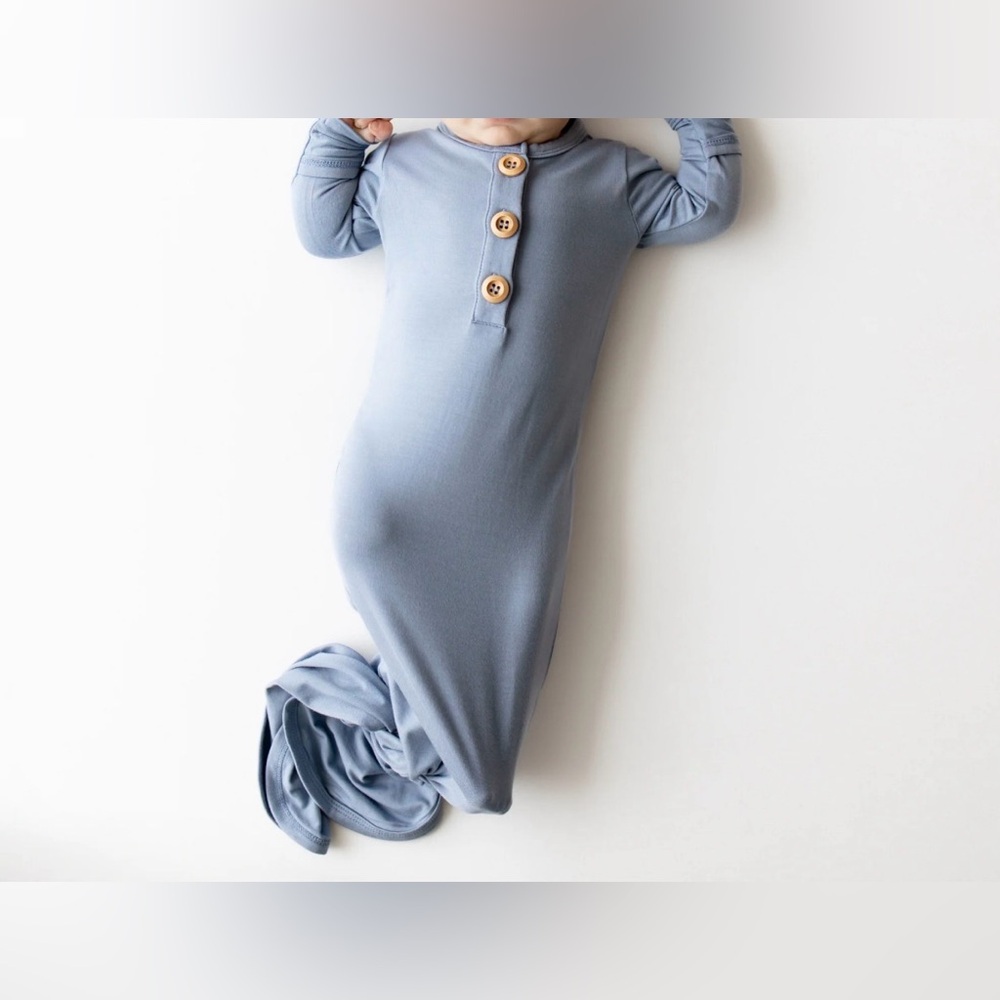 Kyte Baby Bamboo Knotted Gown in Slate Blue